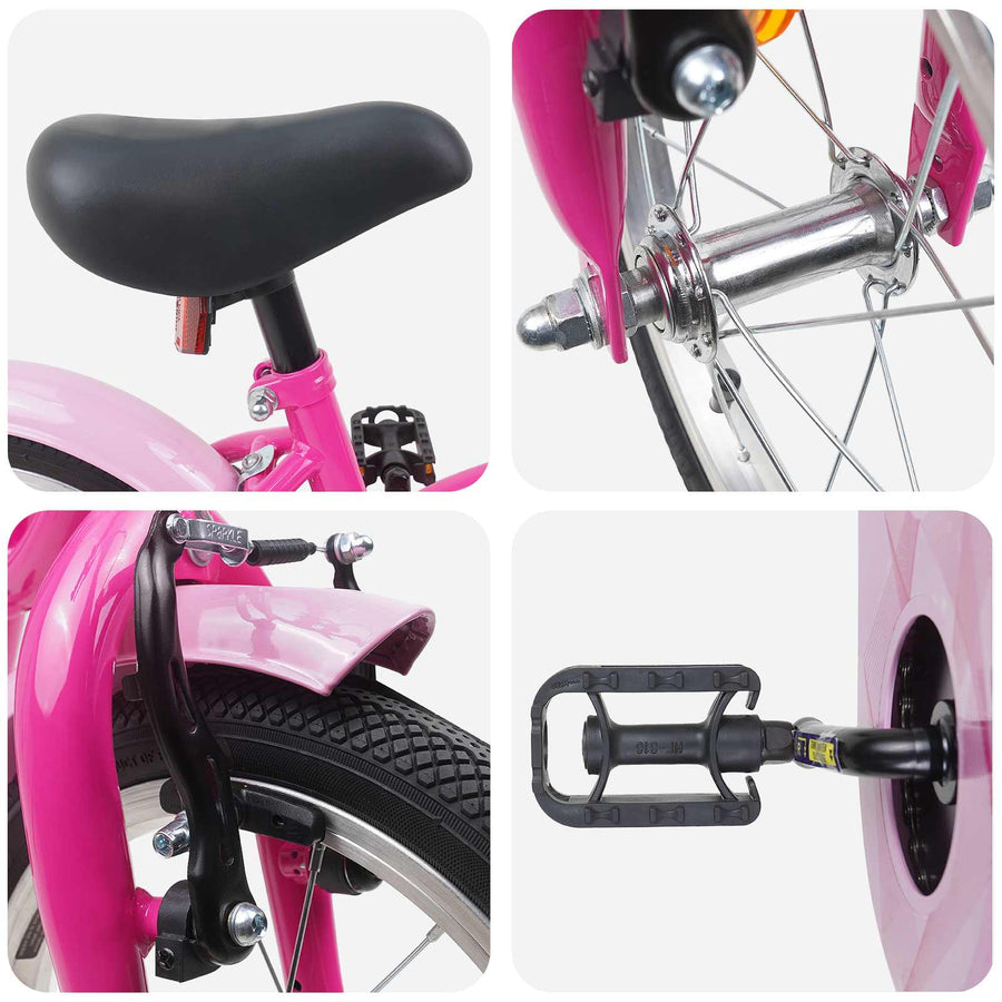 Kinderfiets 12 Inch voor 2-4 jaar oud Donkerroze