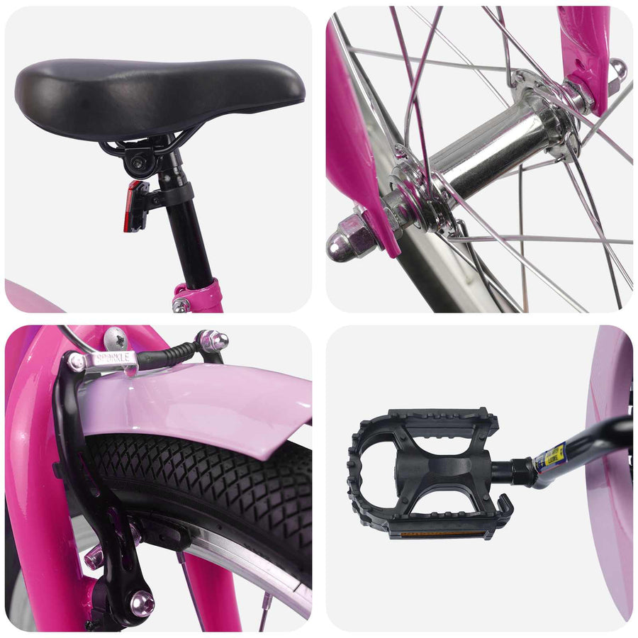 Kinderfiets 18 Inch voor 5-7 jaar Donkerroze