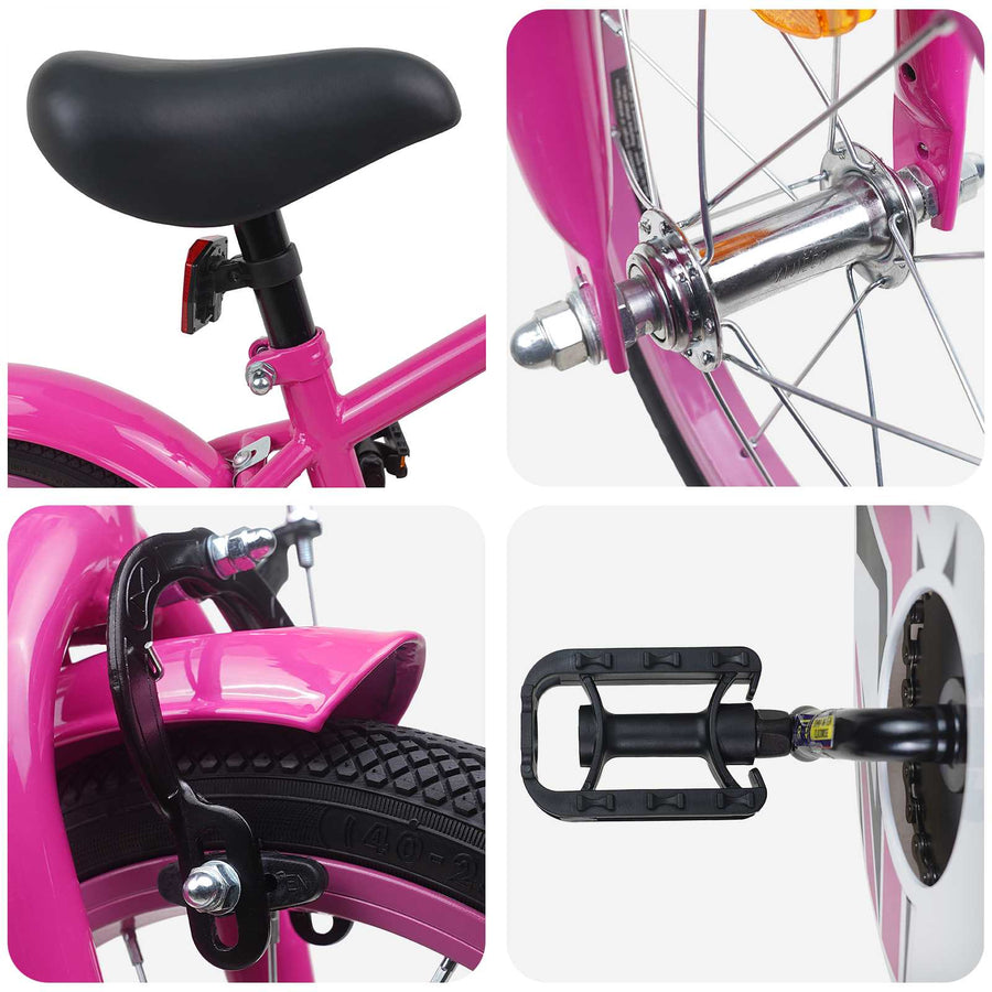 Kinderfiets 14 Inch voor 3-5 jaar oud Donkerroze