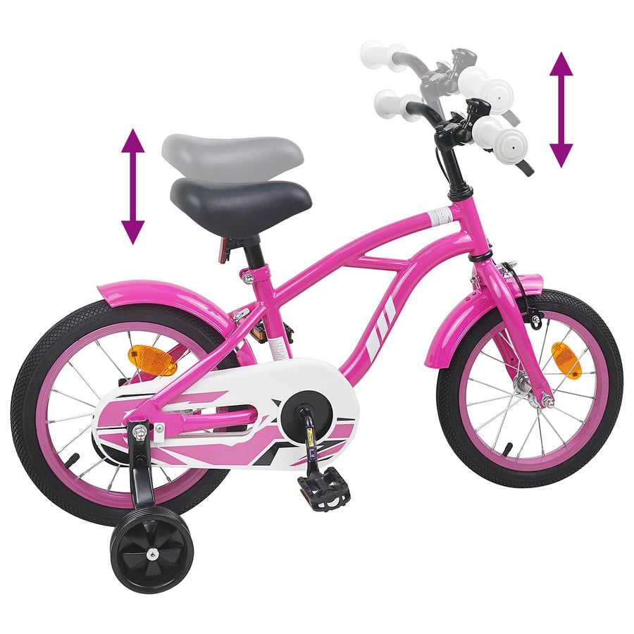 Kinderfiets 14 Inch voor 3-5 jaar oud Donkerroze