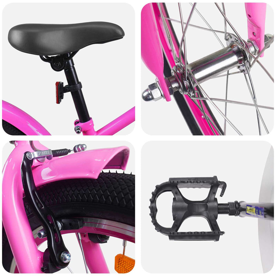 Kinderfiets 18 Inch voor 5-7 jaar Donkerroze