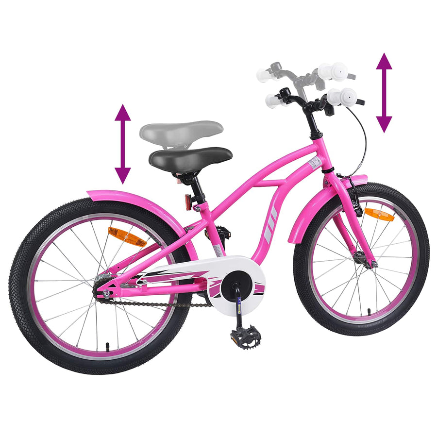 Kinderfiets 18 Inch voor 5-7 jaar Donkerroze