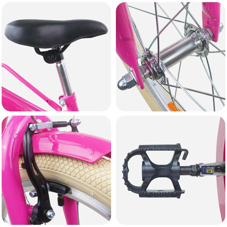 Kinderfiets 20 Inch voor 6-11 jaar oud Donkerroze