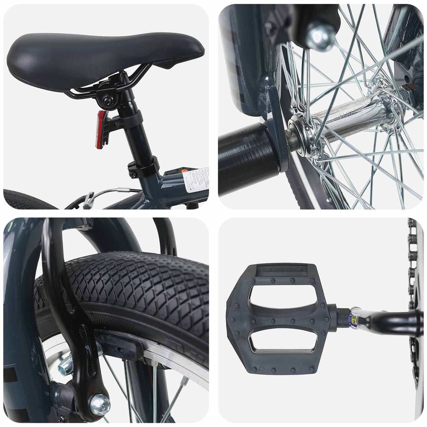 BMX Fiets 16 Inch voor 5-8 jaar oud Donkergrijs
