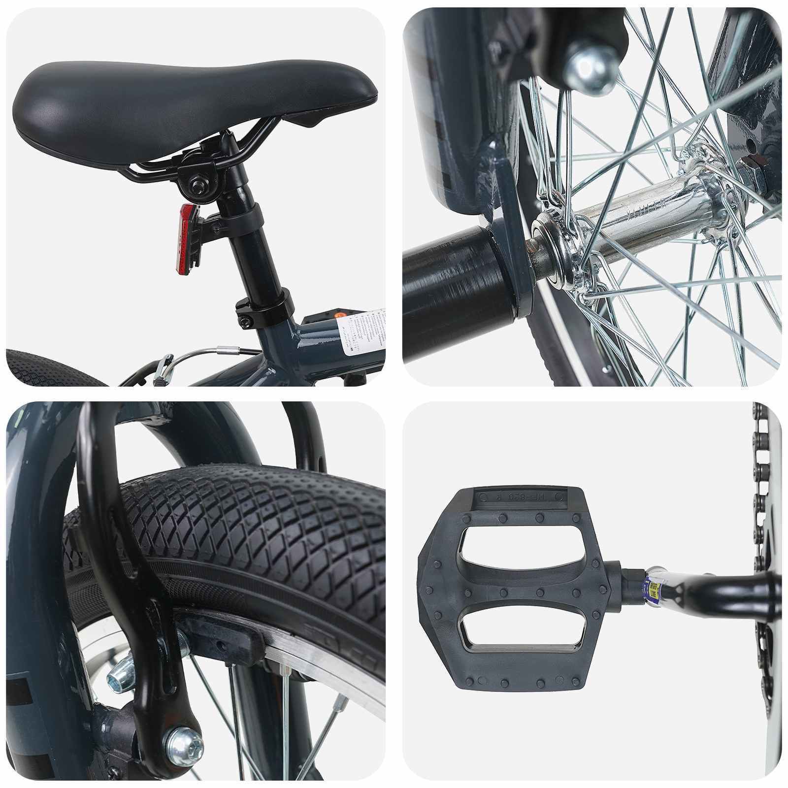 BMX Fiets 16 Inch voor 5-8 jaar oud Donkergrijs