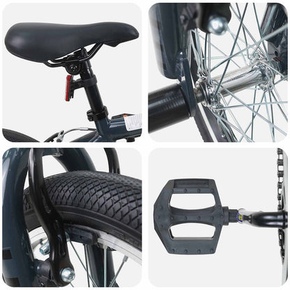BMX Fiets 16 Inch voor 5-8 jaar oud Donkergrijs