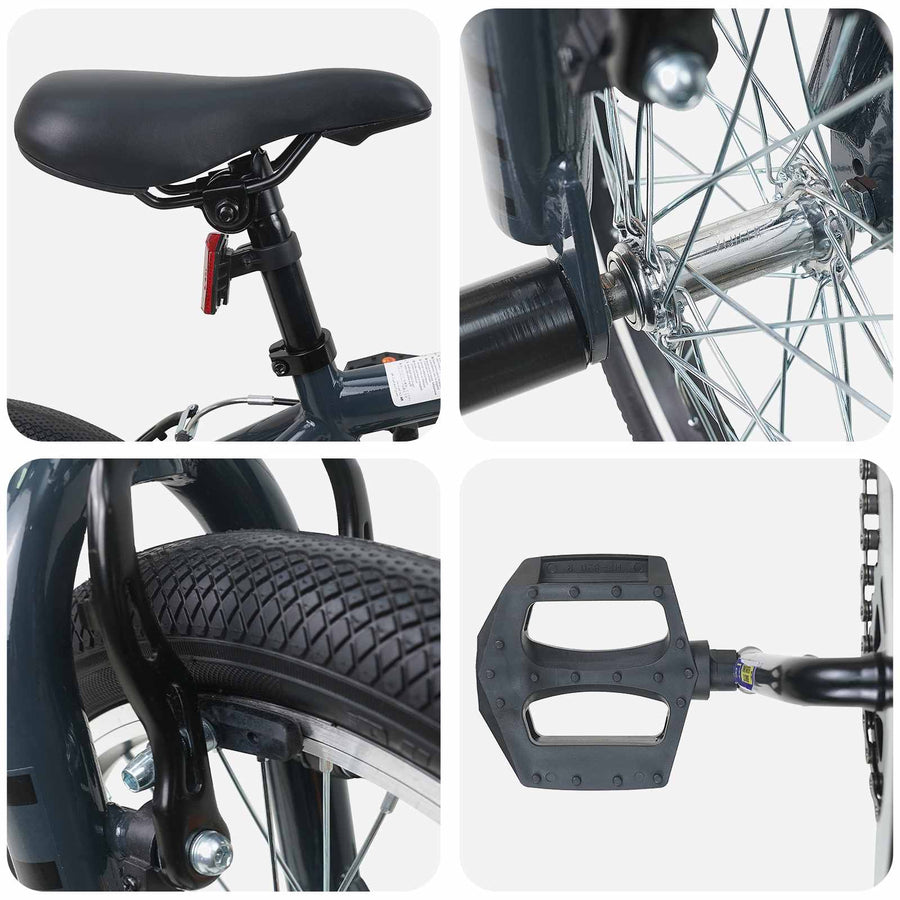 BMX Fiets 16 Inch voor 5-8 jaar oud Donkergrijs