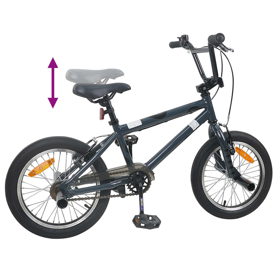BMX Fiets 16 Inch voor 5-8 jaar oud Donkergrijs