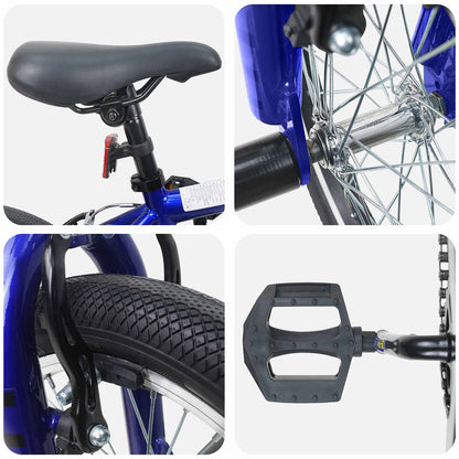 BMX Fiets 16 Inch voor 5-8 jaar oud Donkerblauw