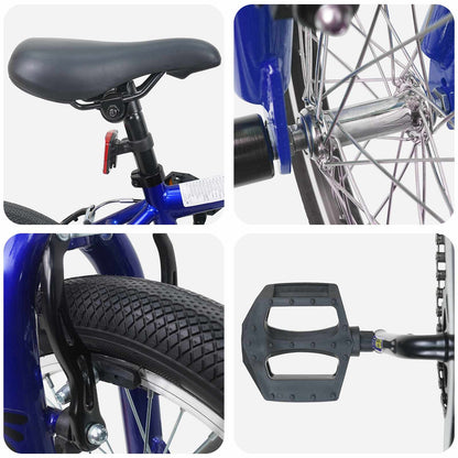 BMX Fiets 16 Inch voor 5-8 jaar oud Donkerblauw