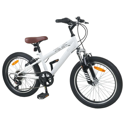 Kids Mountain Bike 20 Inch 6-Speed voor 5-8 jaar oud Wit