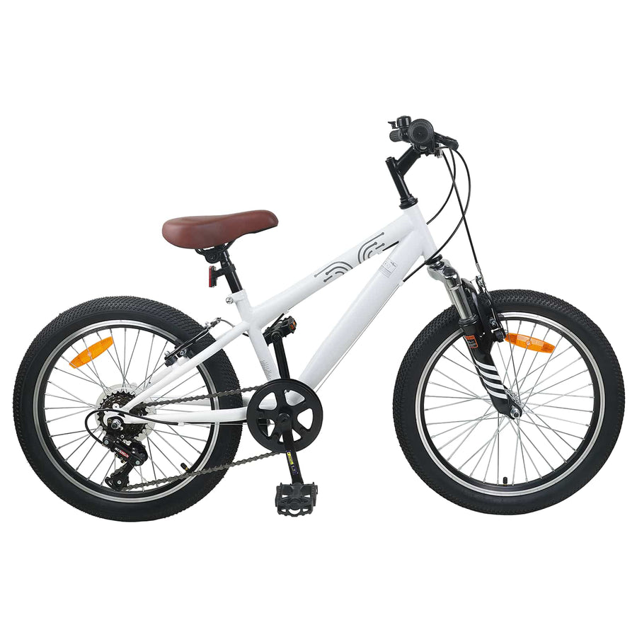 Kids Mountain Bike 20 Inch 6-Speed voor 5-8 jaar oud Wit