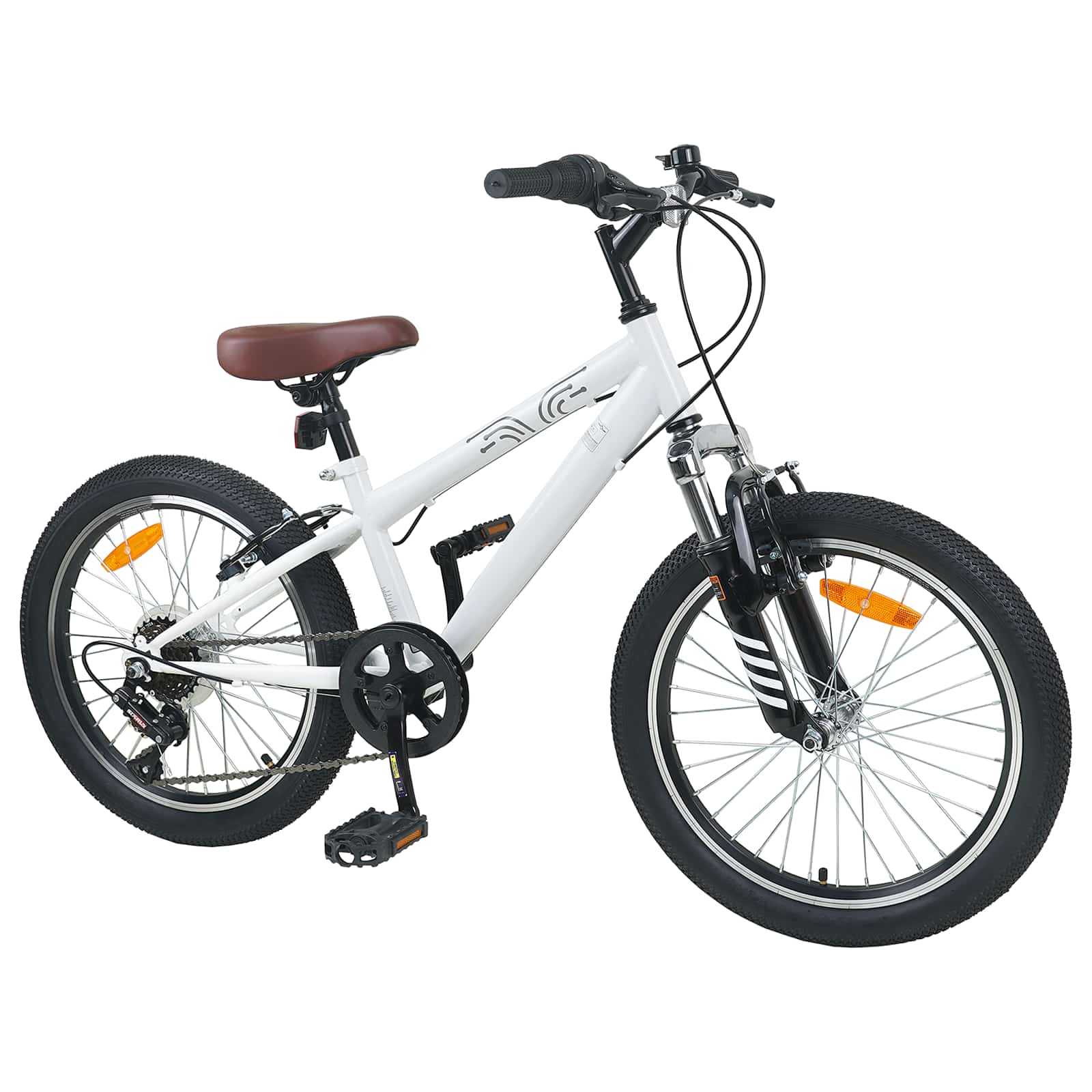 Kids Mountain Bike 24 Inch 6-Speed voor 8-12 jaar oud Wit