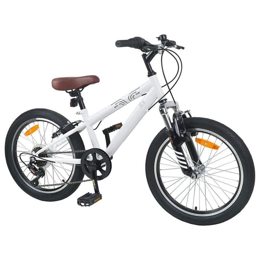 Kids Mountain Bike 24 Inch 6-Speed voor 8-12 jaar oud Wit