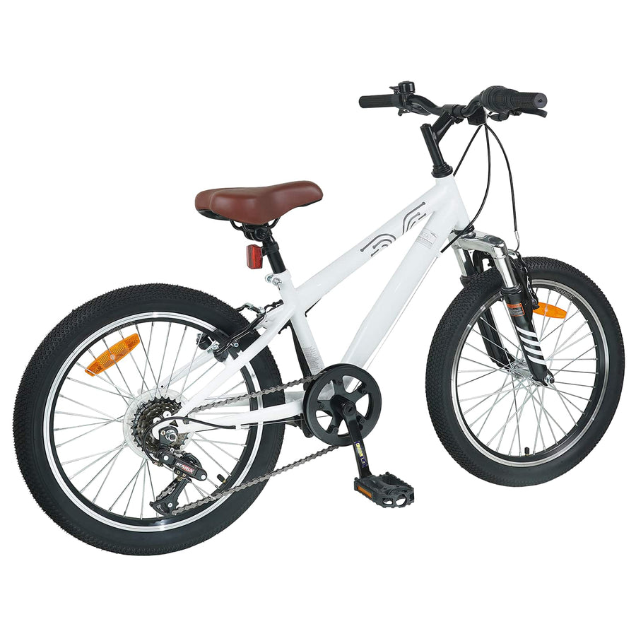 Kids Mountain Bike 24 Inch 6-Speed voor 8-12 jaar oud Wit