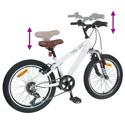 Kids Mountain Bike 24 Inch 6-Speed voor 8-12 jaar oud Wit