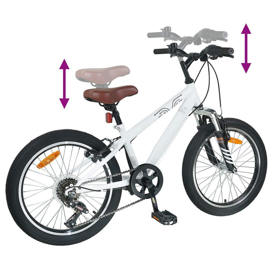 Kids Mountain Bike 24 Inch 6-Speed voor 8-12 jaar oud Wit