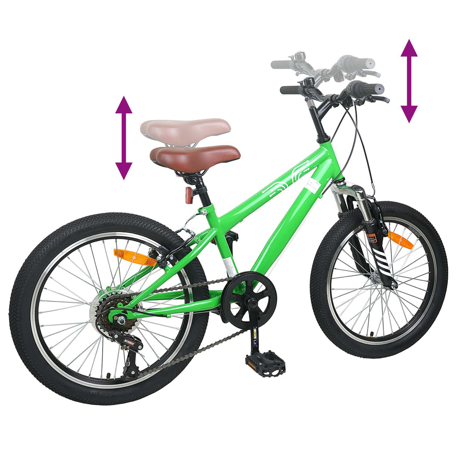 Kids Mountain Bike 20 Inch 6-Speed voor 5-8 jaar oud Groen