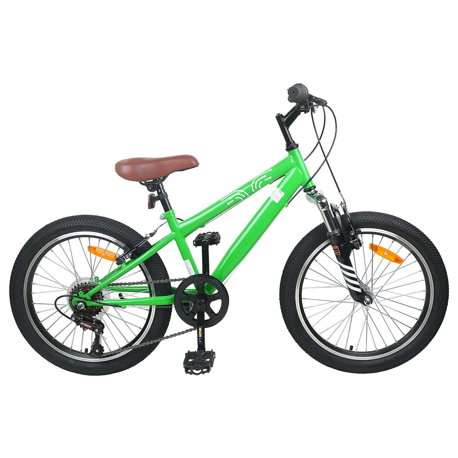 Kids Mountain Bike 20 Inch 6-Speed voor 5-8 jaar oud Groen