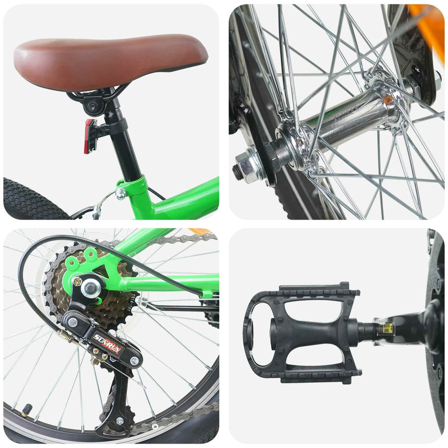 Kids Mountain Bike 24 Inch 6-Speed voor 8-12 jaar oud Groen