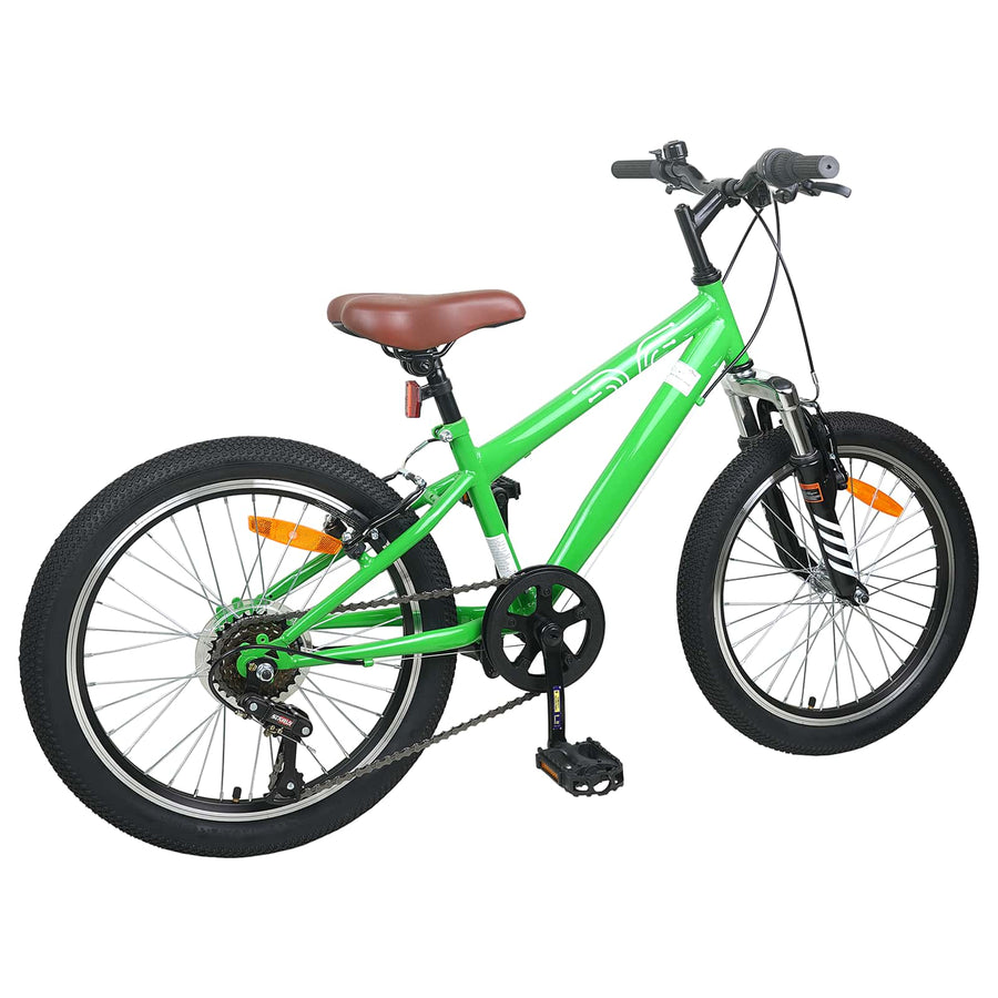 Kids Mountain Bike 24 Inch 6-Speed voor 8-12 jaar oud Groen