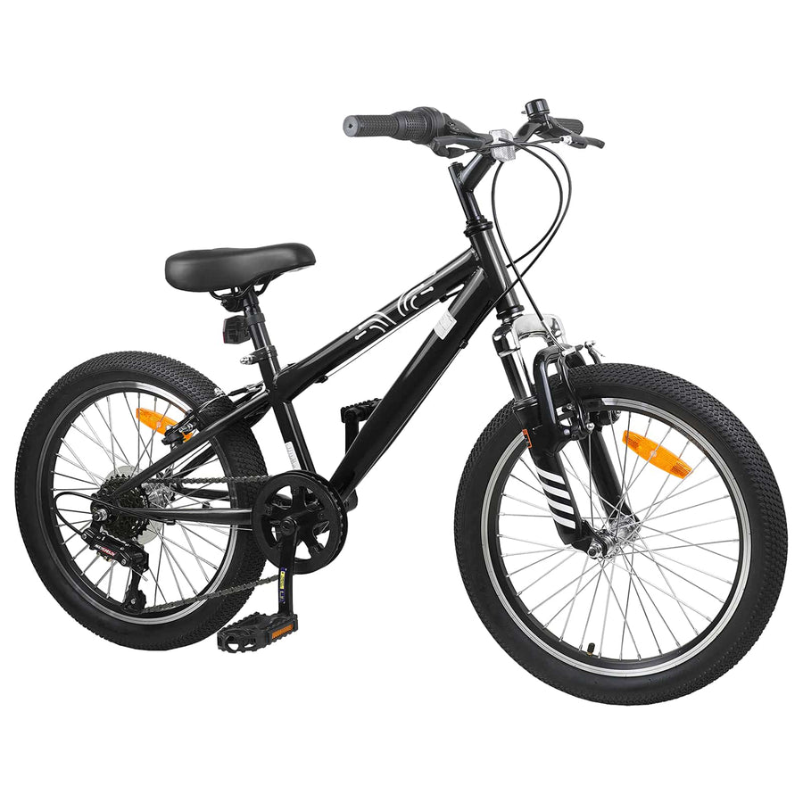 Kids Mountain Bike 20 Inch 6-Speed voor 5-8 jaar oud Zwart
