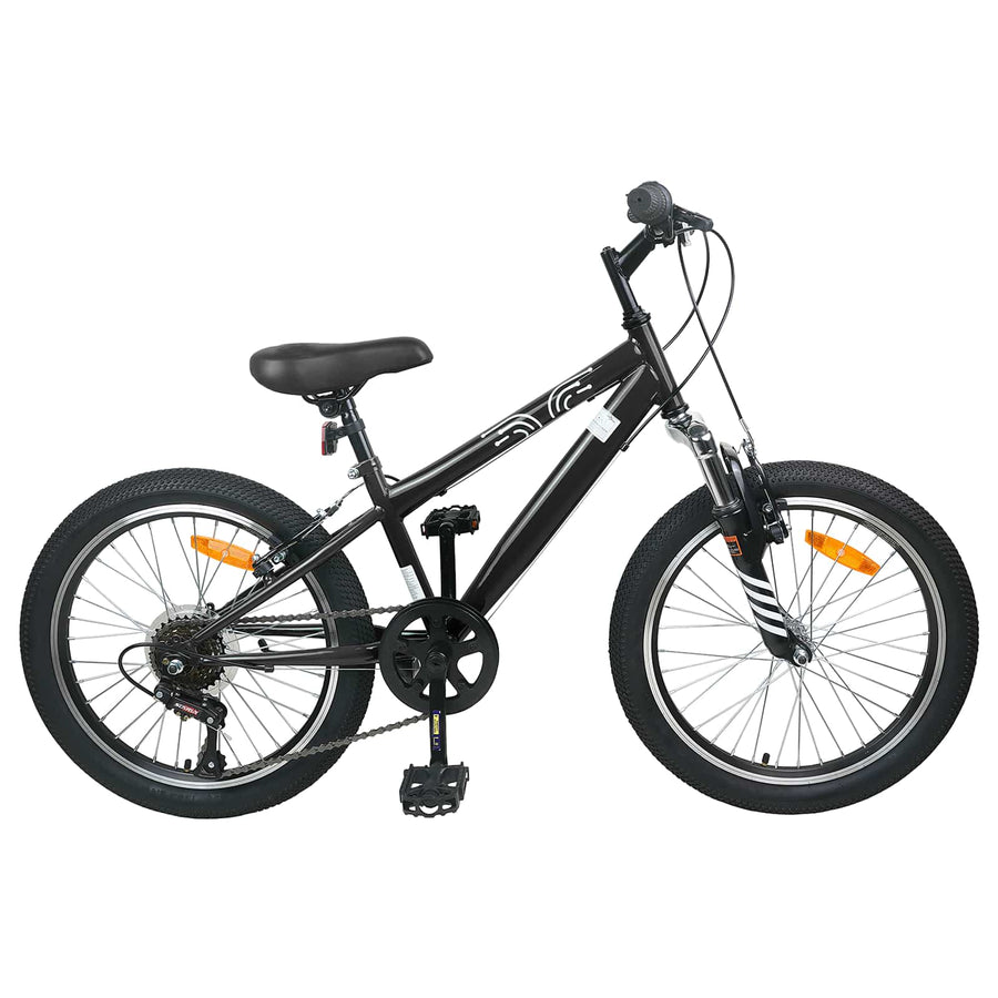 Kids Mountain Bike 20 Inch 6-Speed voor 5-8 jaar oud Zwart