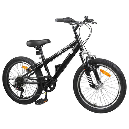 Kids Mountain Bike 24 Inch 6-Speed voor 8-12 jaar oud Zwart