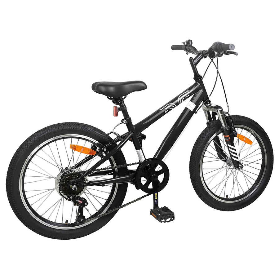 Kids Mountain Bike 24 Inch 6-Speed voor 8-12 jaar oud Zwart