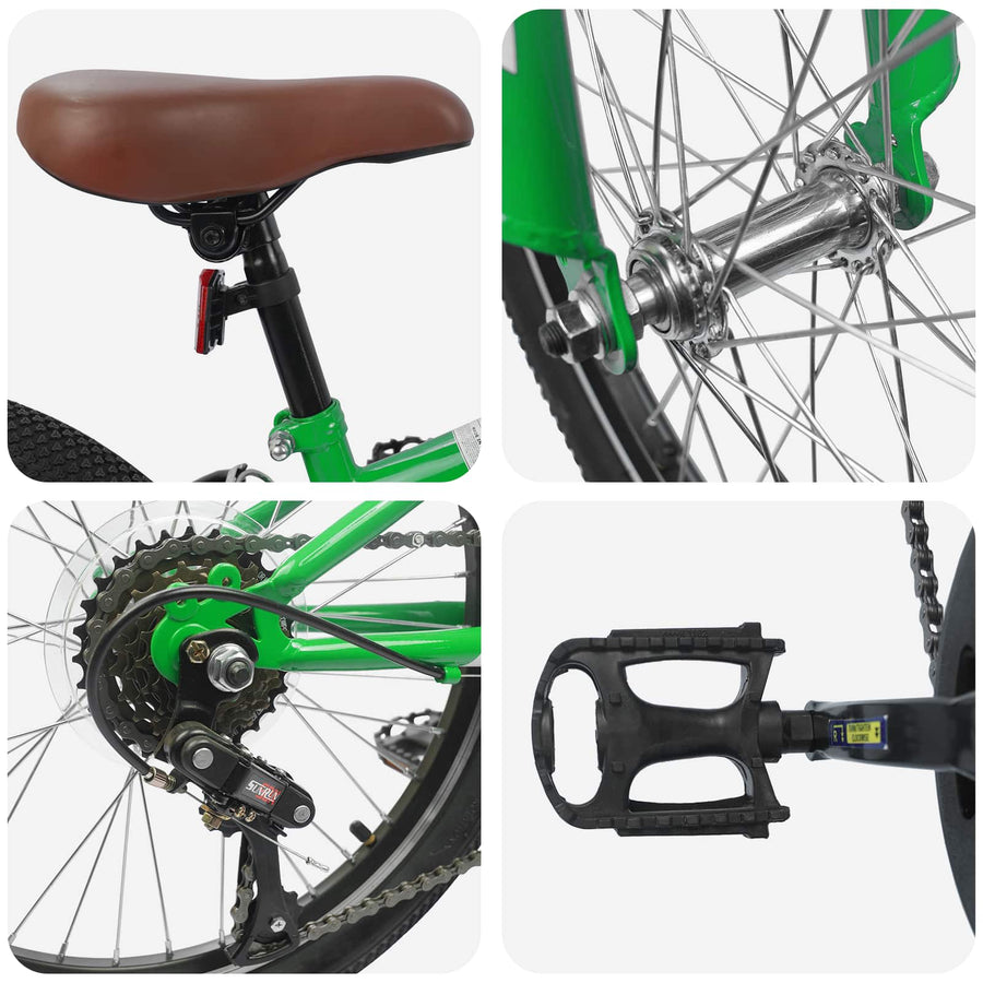 Mountainbike 20 Inch 6-Speed voor 5-8 jaar oud Groen