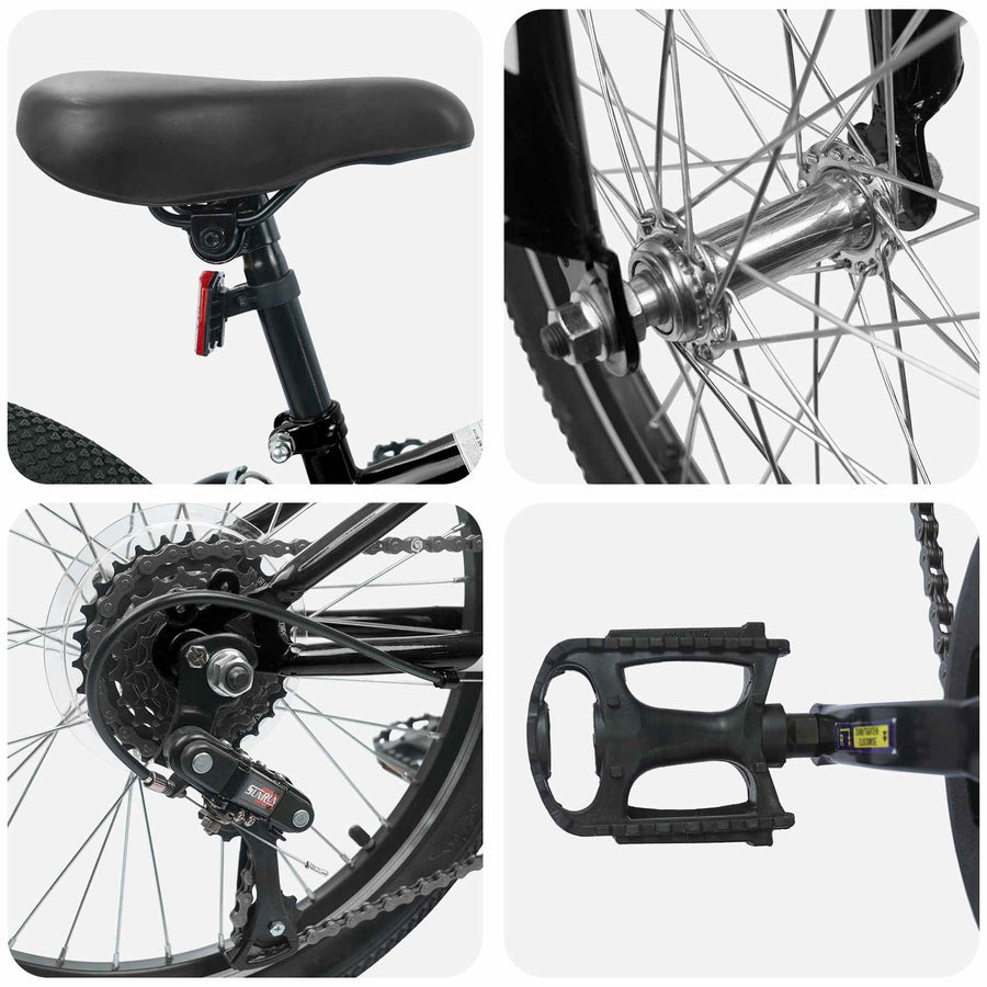 Mountainbike 20 Inch 6-Speed voor 5-8 jaar oud Zwart