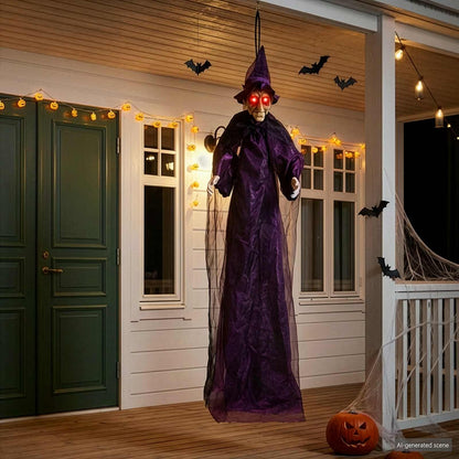 Hangende Halloween-pratende heks Paars 216 x 125 cm Polyester