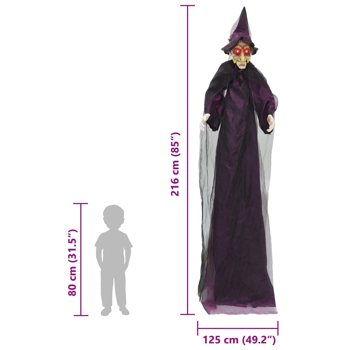 Hangende Halloween-pratende heks Paars 216 x 125 cm Polyester
