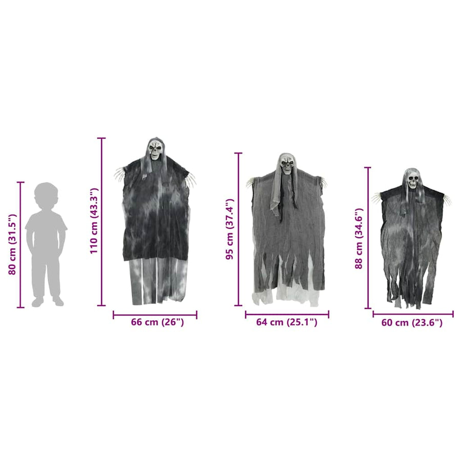 Halloween Hangende Spook 3 pcs Zwart 66 x 110 cm Polyester