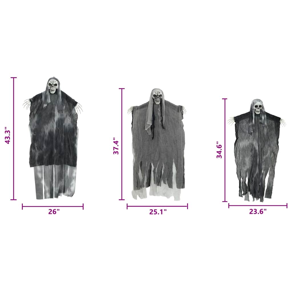Halloween Hangende Spook 3 pcs Zwart 66 x 110 cm Polyester