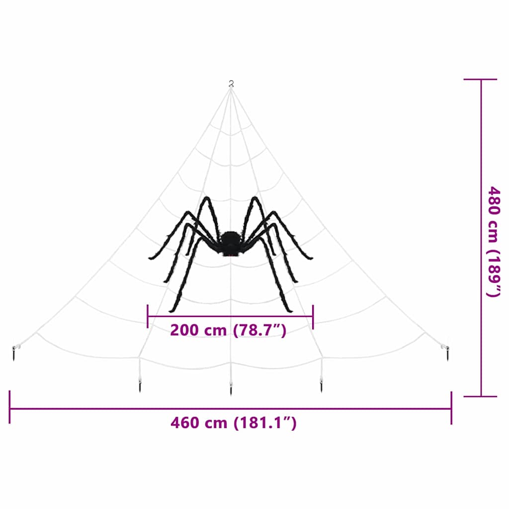 Halloween spindecoratie met webben 2 pcs Zwart en wit Polyester