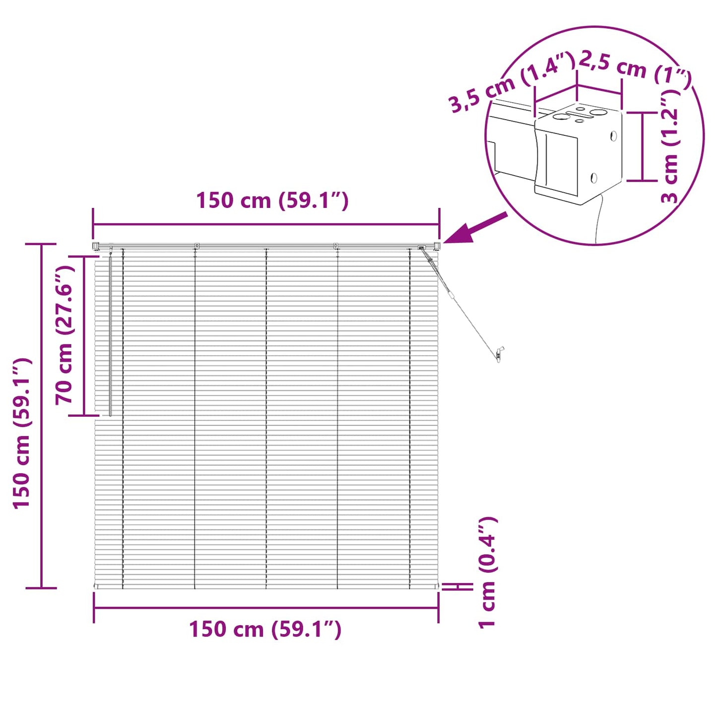 Venetiaanse Blind Verstelbaar Zilvergrijs 150 x 150 cm PVC