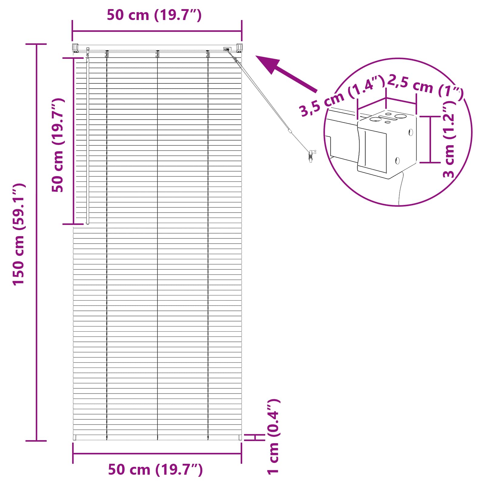 Venetiaanse Blind Verstelbaar Wit 150 x 50 cm PVC