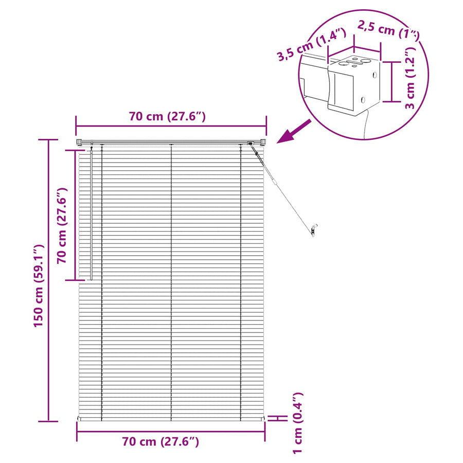 Venetiaanse Blind Verstelbaar Wit 150 x 70 cm PVC