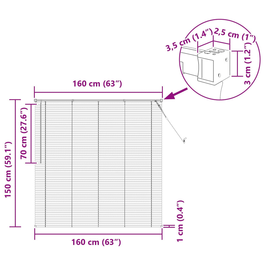 Venetiaanse Blind Verstelbaar Wit 150 x 160 cm PVC