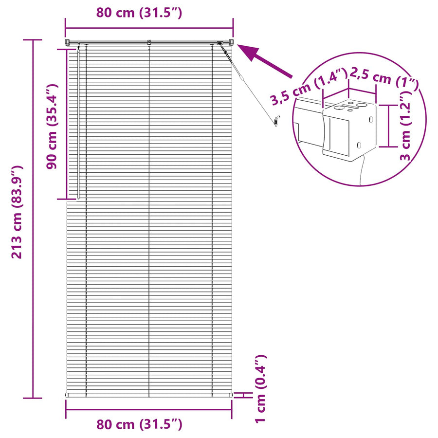 Venetiaanse Blind Verstelbaar Wit 213 x 80 cm PVC
