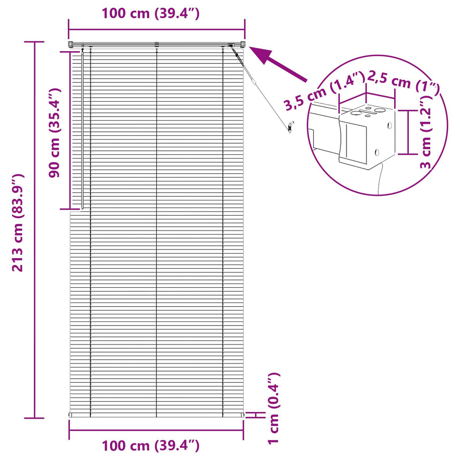Venetiaanse Blind Verstelbaar Wit 213 x 100 cm PVC