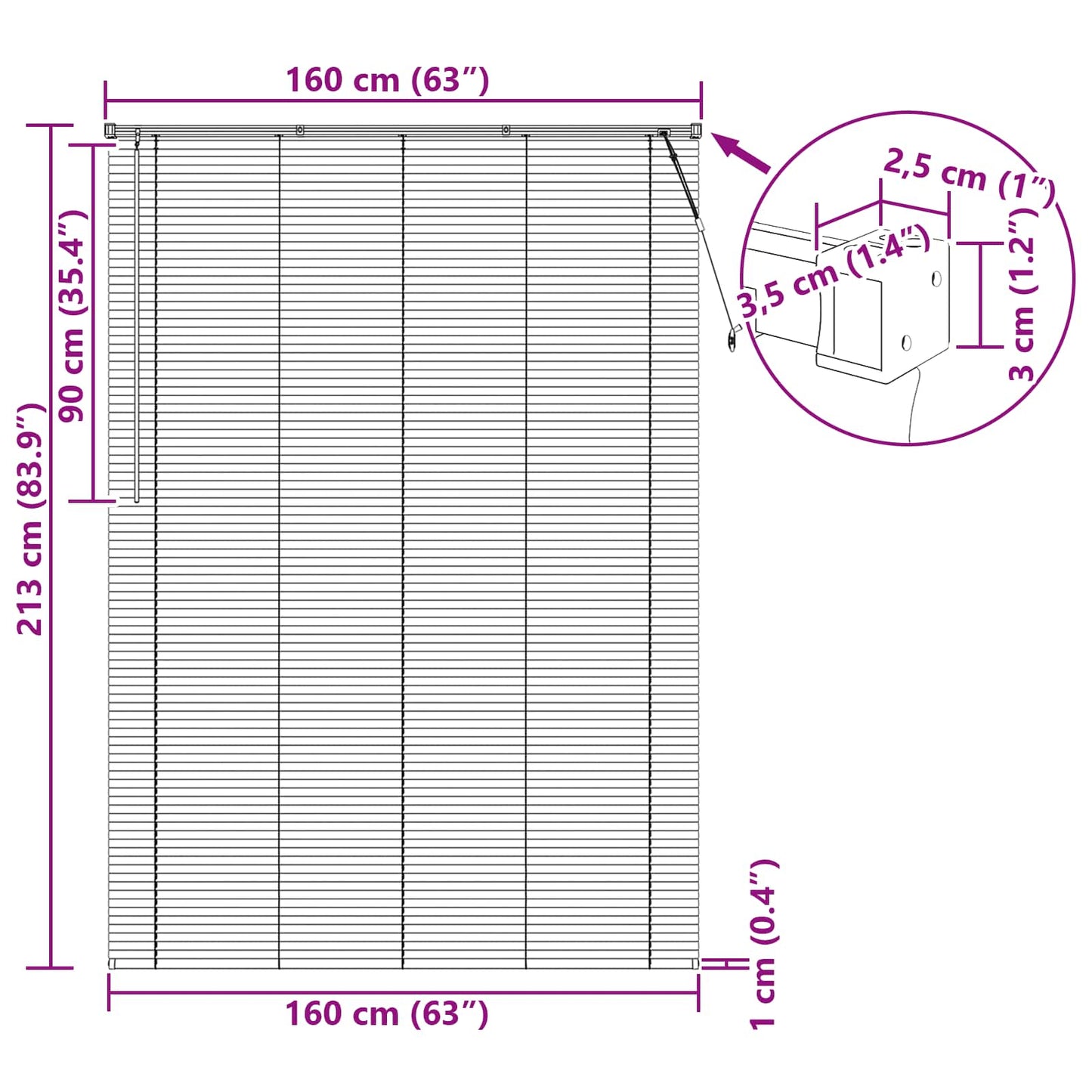 Venetiaanse Blind Verstelbaar Wit 213 x 160 cm PVC