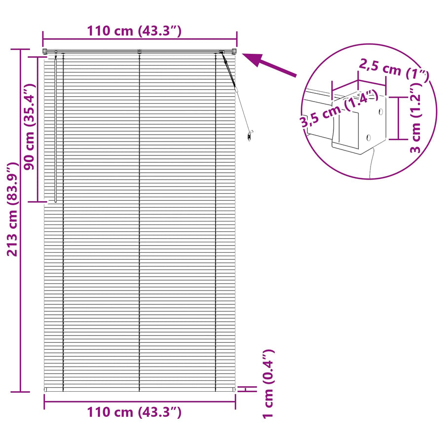 Venetiaanse Blind Verstelbaar Zwart 213 x 110 cm PVC