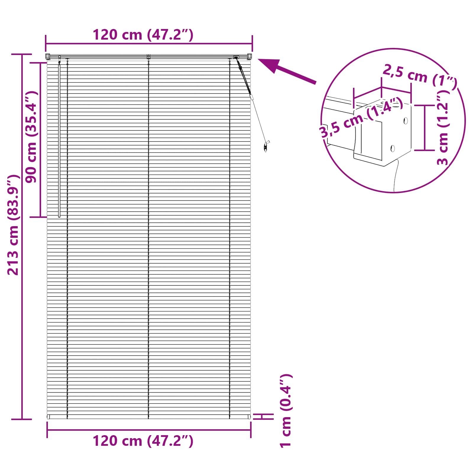 Venetiaanse Blind Verstelbaar Zwart 213 x 120 cm PVC