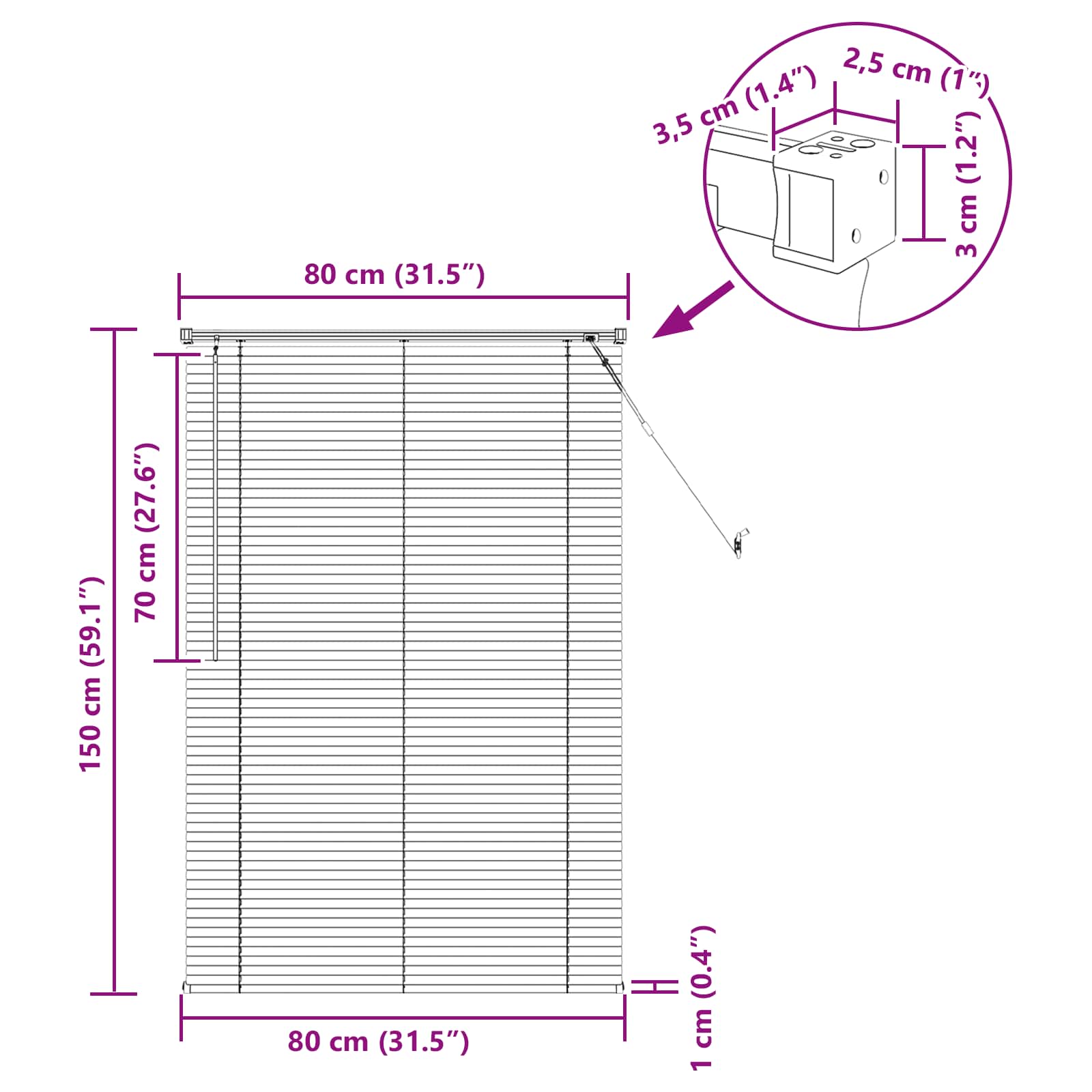 Venetiaanse Blind Lichtbruin met Patroon 150 x 80 cm PVC