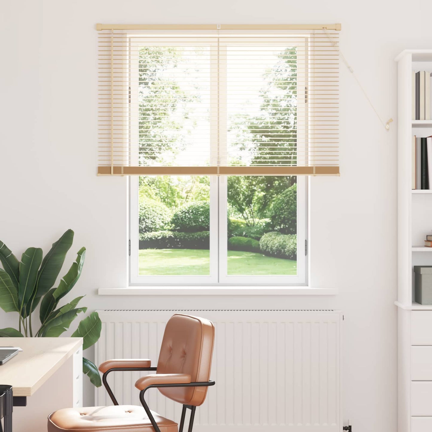 Venetiaanse Blind Lichtbruin met Patroon 150 x 120 cm PVC