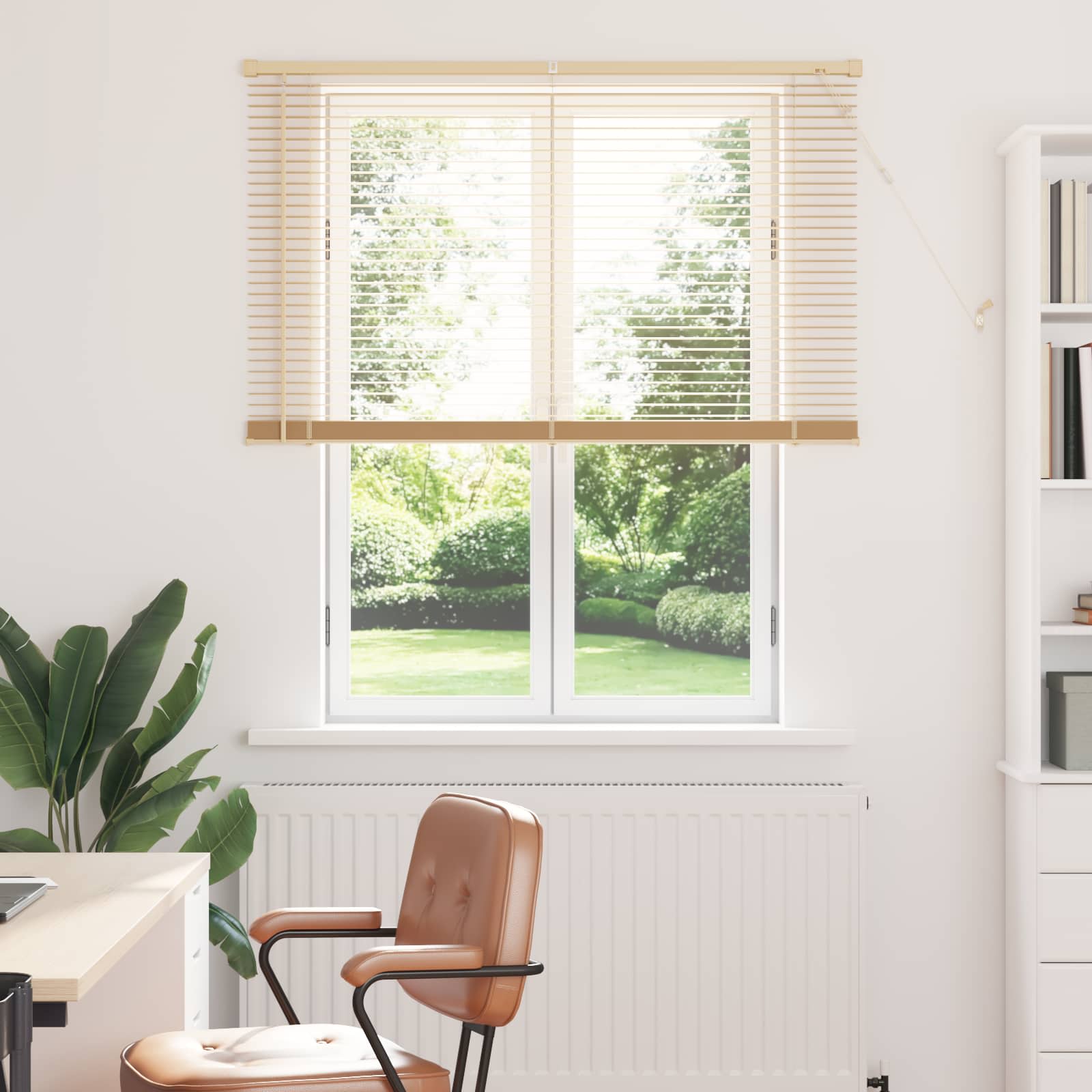 Venetiaanse Blind Lichtbruin met Patroon 150 x 120 cm PVC
