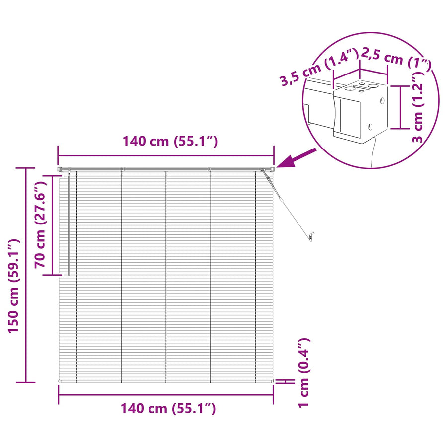 Venetiaanse Blind Lichtbruin met Patroon 150 x 140 cm PVC