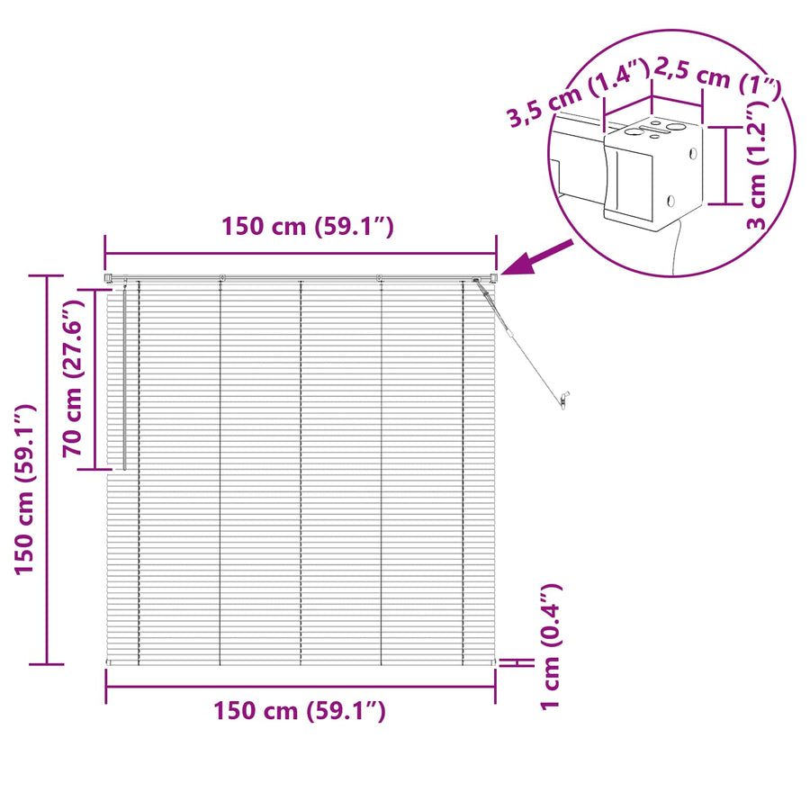 Venetiaanse Blind Lichtbruin met Patroon 150 x 150 cm PVC
